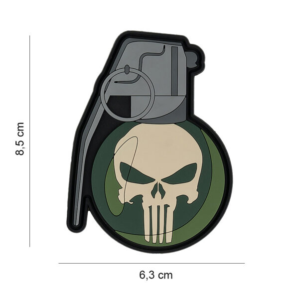 Embleem 3D PVC Handgrenade punish skull