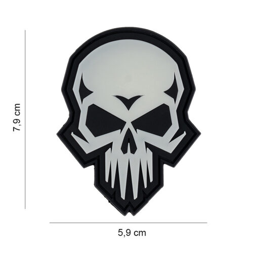 Embleem 3D PVC Psycho skull glow in the dark