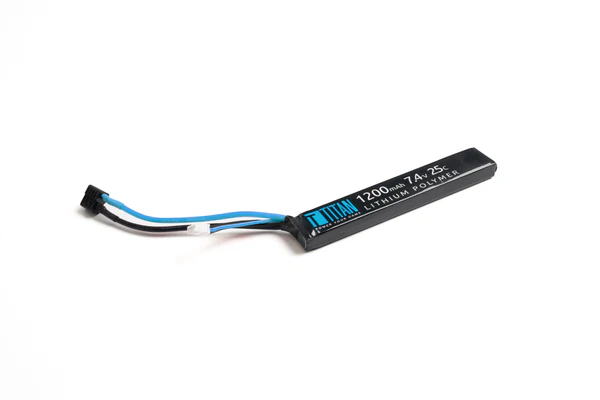 Titan LiPo 1200mAh 7.4v 25C AK Style Stick T-Plug (Deans)